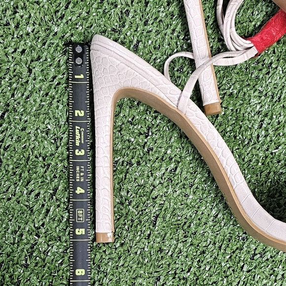 PRETTYLITTLETHING | CROC EMBOSSED HIGH ANKLE/CALF LACE STILETTOS - Picture 15 of 16